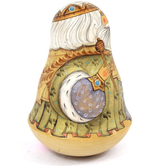 Russia Folk Art Roly-Poly Matryoshka Father Christmas Doll w/Bell Chime 1998 VTG - Picture 2 of 8